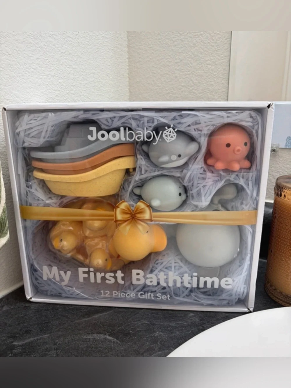 My First Bathtime 12-Piece Bath Toy Set - Yellow & Light Blue